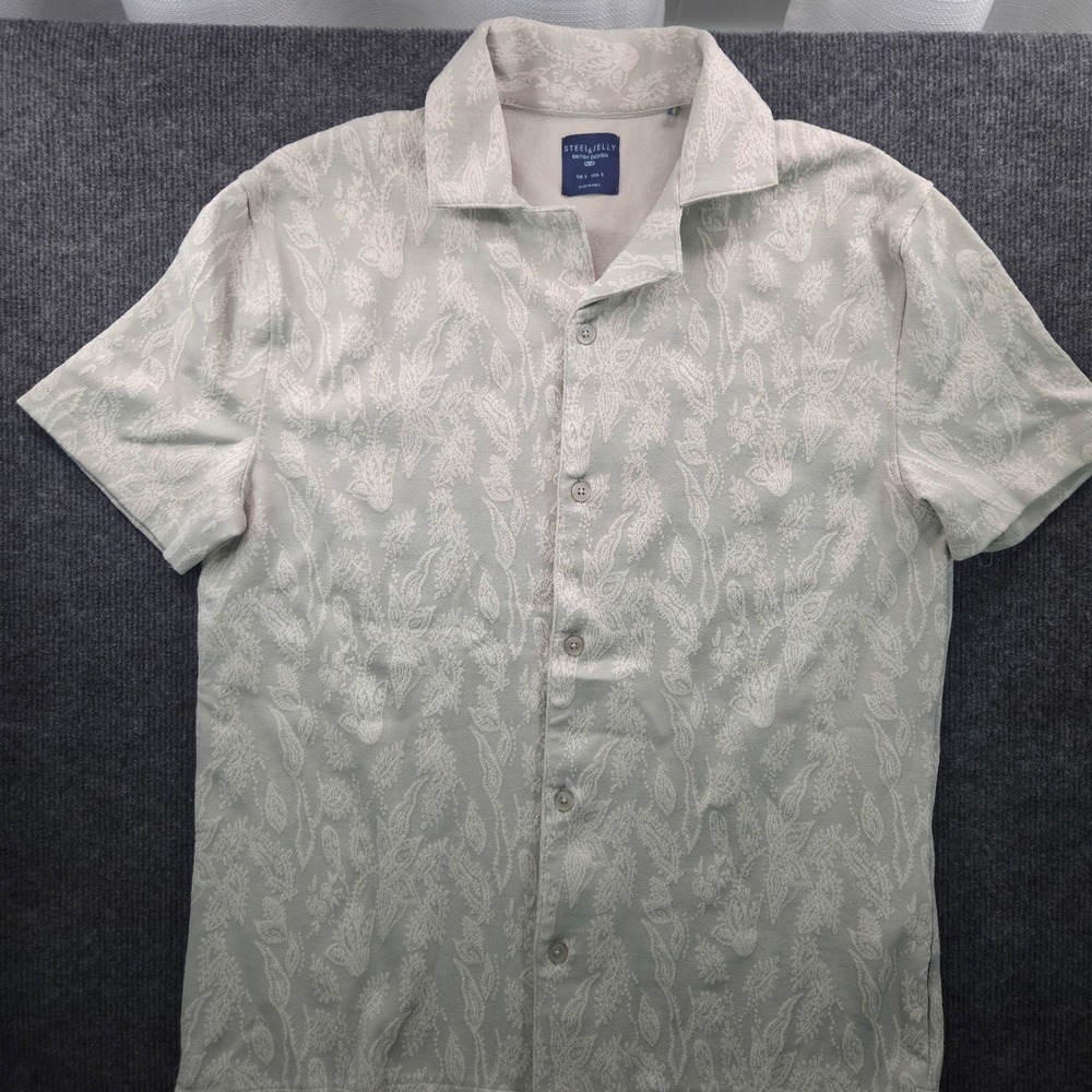 Steel & Jelly Paisley Button Down SS Shirt Mens Small Jacquard Beachy